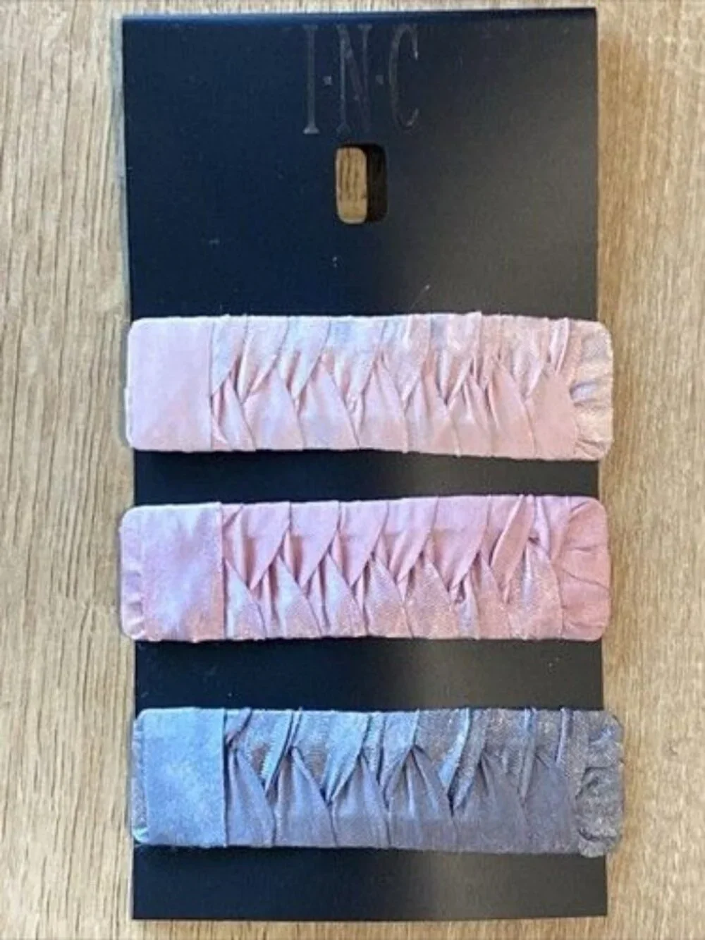 Inc Barrettes 3 Pieces Pink Grey Braided 3”